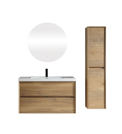 Kingdee 42" Wall Mounted Bathroom Vanity with Reinforced Acrylic Integrated Sink Top