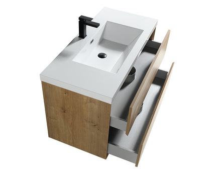 Kingdee 42" Wall Mounted Bathroom Vanity with Reinforced Acrylic Integrated Sink Top