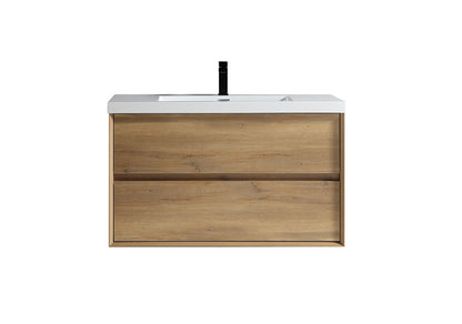 Kingdee 42" Wall Mounted Bathroom Vanity with Reinforced Acrylic Integrated Sink Top