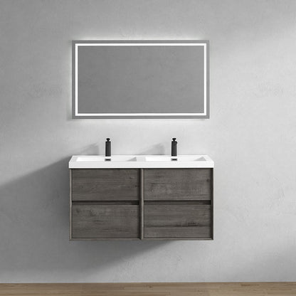 Kingdee 48" Wall Mounted Bathroom Vanity with Reinforced Acrylic Integrated Sink Top