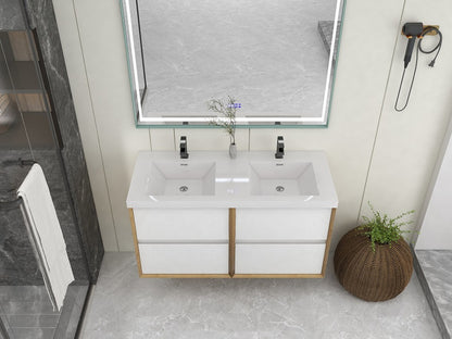 Kingdee 48" Wall Mounted Bathroom Vanity with Reinforced Acrylic Integrated Sink Top