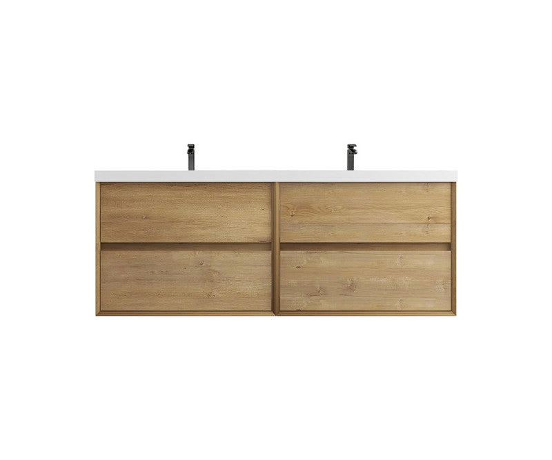 Kingdee 60" Wall Mounted Bathroom Vanity with Reinforced Acrylic Integrated Sink Top