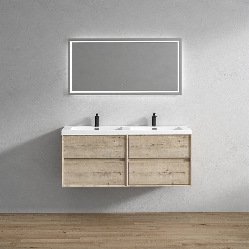 Kingdee 60" Wall Mounted Bathroom Vanity with Reinforced Acrylic Integrated Sink Top