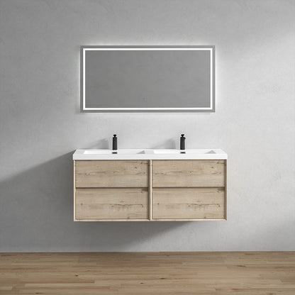 Kingdee 60" Wall Mounted Bathroom Vanity with Reinforced Acrylic Integrated Sink Top