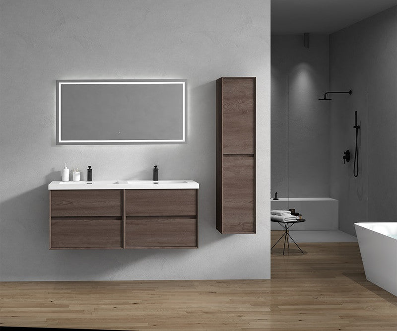 Kingdee 60" Wall Mounted Bathroom Vanity with Reinforced Acrylic Integrated Sink Top