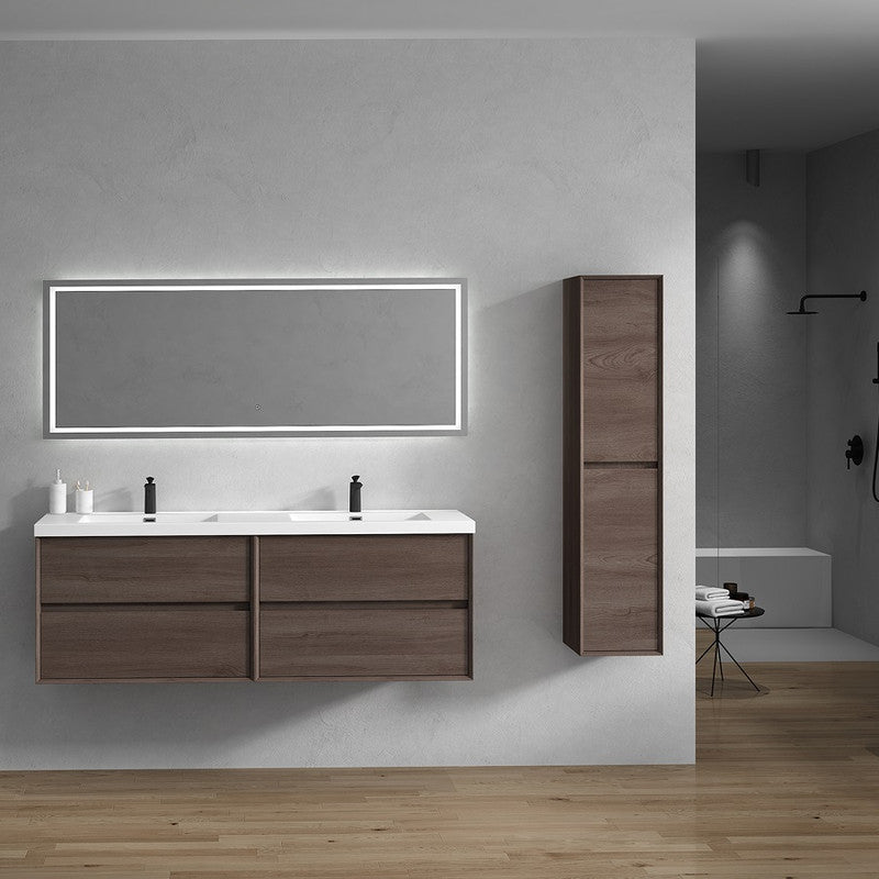 Kingdee 72" Wall Mounted Bathroom Vanity with Reinforced Acrylic Integrated Sink Top