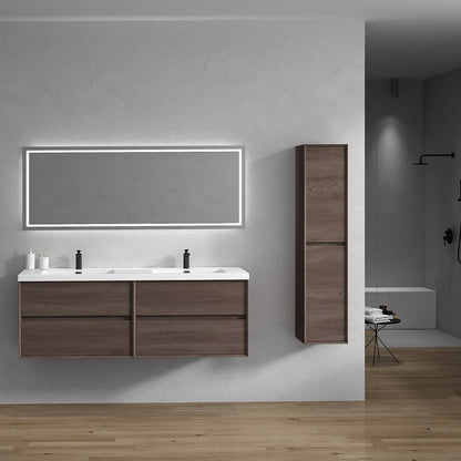 Kingdee 72" Wall Mounted Bathroom Vanity with Reinforced Acrylic Integrated Sink Top