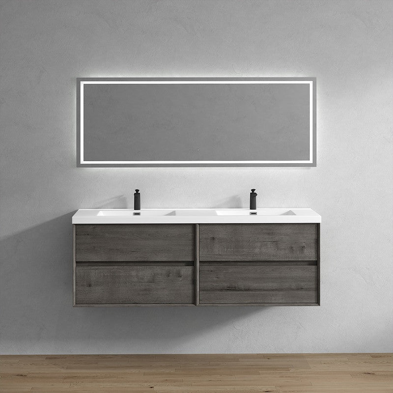 Kingdee 72" Wall Mounted Bathroom Vanity with Reinforced Acrylic Integrated Sink Top