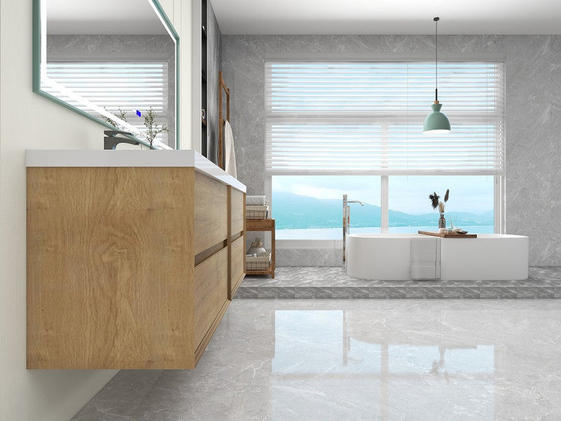 Kingdee 72" Wall Mounted Bathroom Vanity with Reinforced Acrylic Integrated Sink Top