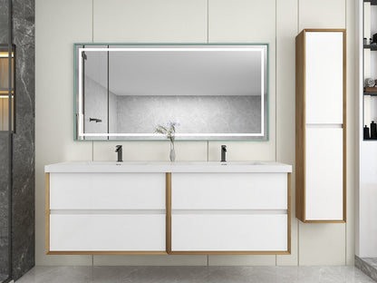 Kingdee 72" Wall Mounted Bathroom Vanity with Reinforced Acrylic Integrated Sink Top