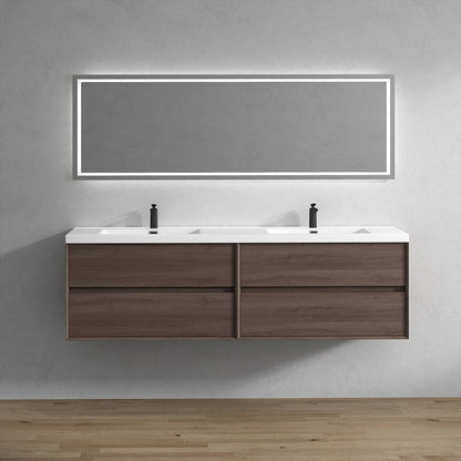 Kingdee 84" Wall Mounted Bathroom Vanity with Reinforced Acrylic Integrated Sink Top