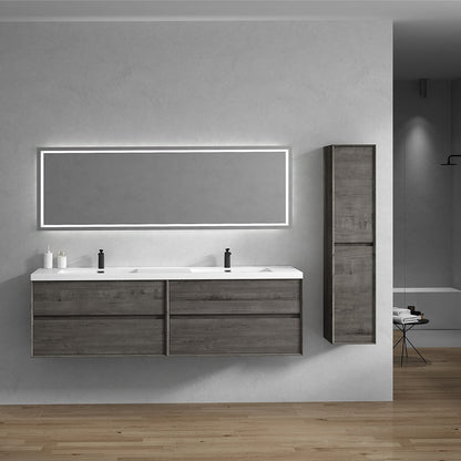 Kingdee 84" Wall Mounted Bathroom Vanity with Reinforced Acrylic Integrated Sink Top