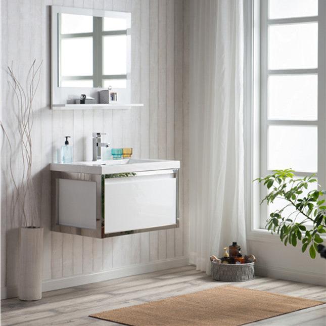 Lake 30" Wall Mounted Bathroom Vanity with Reinforced Acrylic Integrated Sink Top