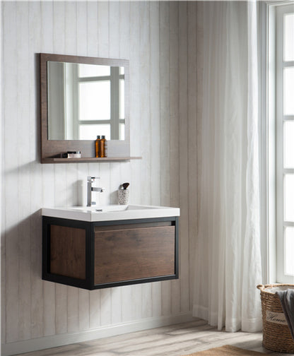 Lake 30" Wall Mounted Bathroom Vanity with Reinforced Acrylic Integrated Sink Top