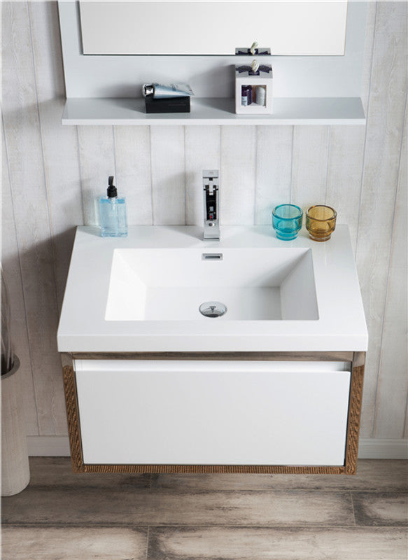 Lake 30" Wall Mounted Bathroom Vanity with Reinforced Acrylic Integrated Sink Top