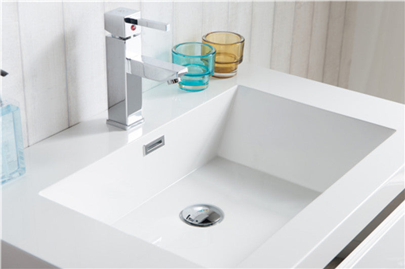 Lake 30" Wall Mounted Bathroom Vanity with Reinforced Acrylic Integrated Sink Top