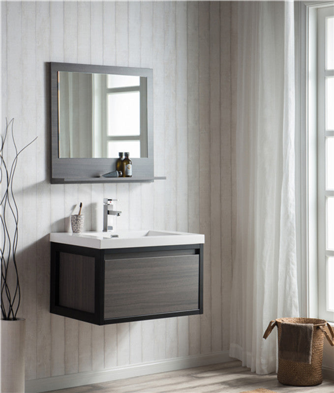 Lake 30" Wall Mounted Bathroom Vanity with Reinforced Acrylic Integrated Sink Top