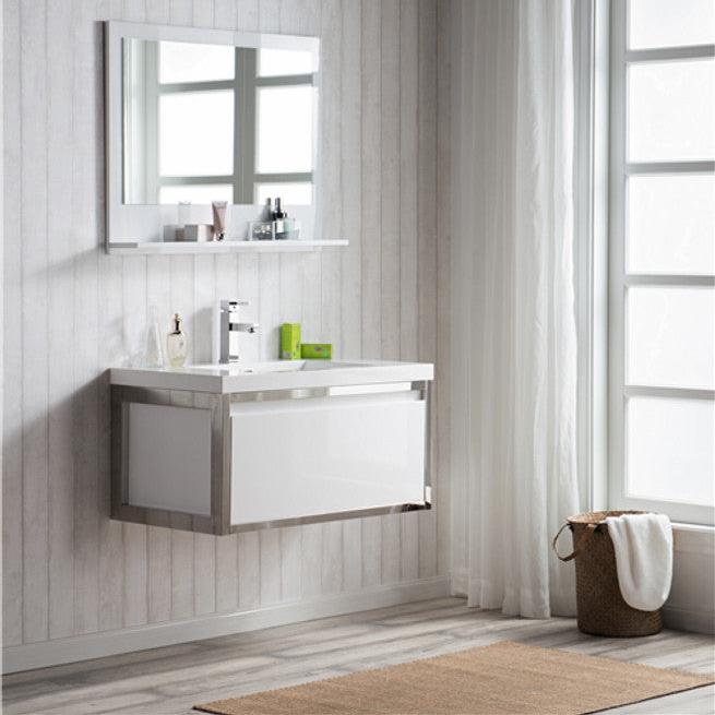 Lake 36" Wall Mounted Bathroom Vanity with Reinforced Acrylic Integrated Sink Top