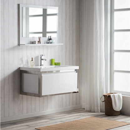 Lake 36" Wall Mounted Bathroom Vanity with Reinforced Acrylic Integrated Sink Top