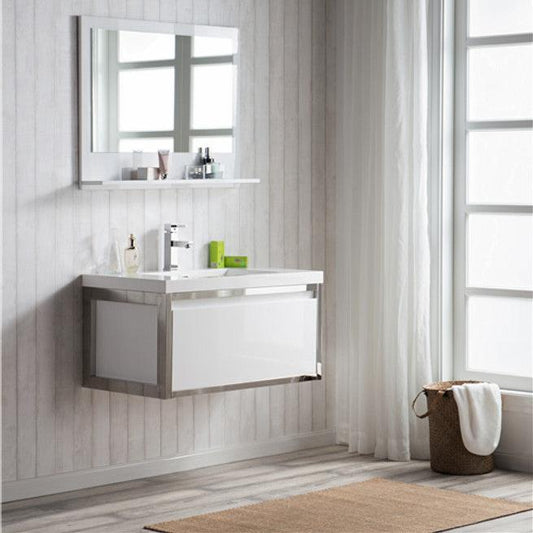 Lake 36" Wall Mounted Bathroom Vanity with Reinforced Acrylic Integrated Sink Top