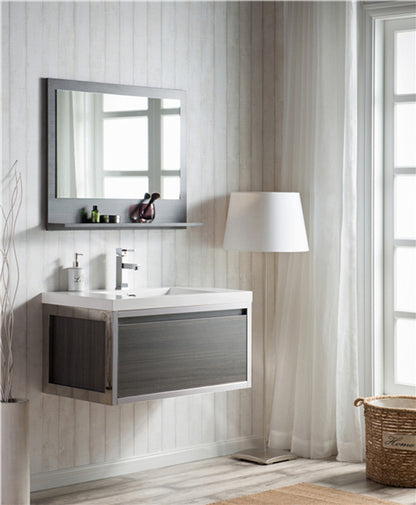 Lake 36" Wall Mounted Bathroom Vanity with Reinforced Acrylic Integrated Sink Top