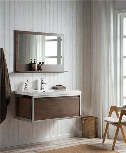 Lake 42" Wall Mounted Bathroom Vanity with Reinforced Acrylic Integrated Sink Top