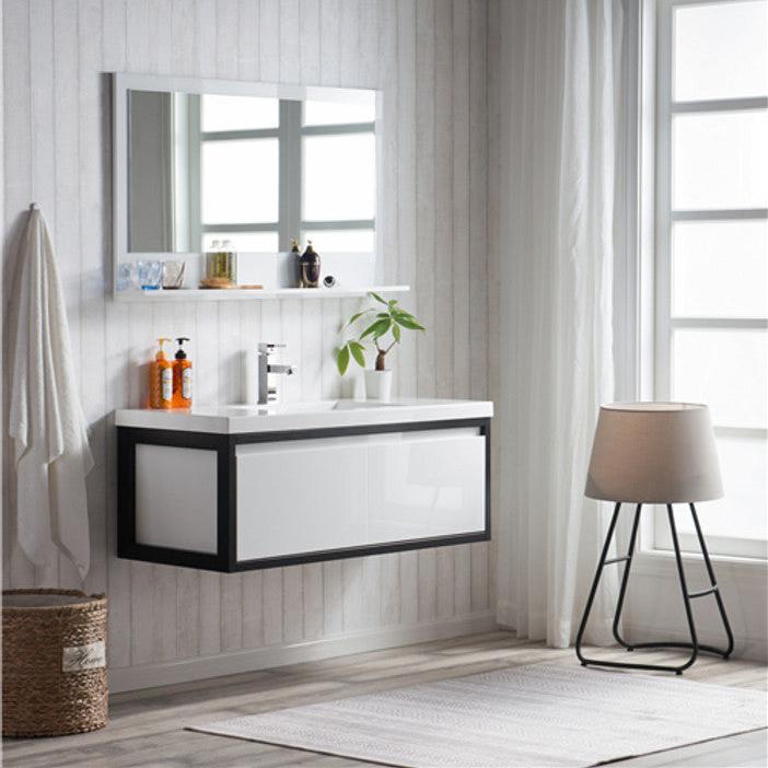 Lake 48" Wall Mounted Bathroom Vanity with Reinforced Acrylic Integrated Sink Top