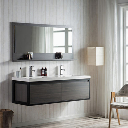 Lake 60" Wall Mounted Bathroom Vanity with Reinforced Acrylic Integrated Sink Top