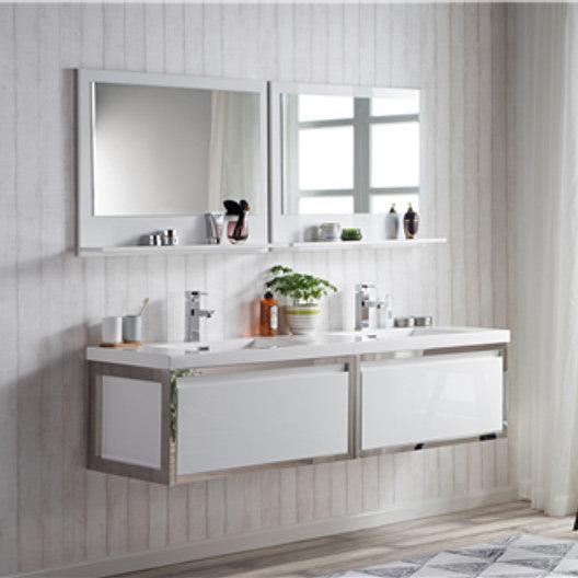 Lake 72" Wall Mounted Bathroom Vanity with Reinforced Acrylic Integrated Sink Top