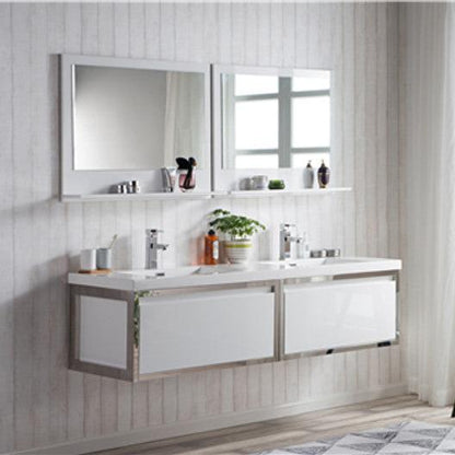 Lake 72" Wall Mounted Bathroom Vanity with Reinforced Acrylic Integrated Sink Top