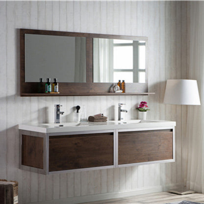 Lake 72" Wall Mounted Bathroom Vanity with Reinforced Acrylic Integrated Sink Top