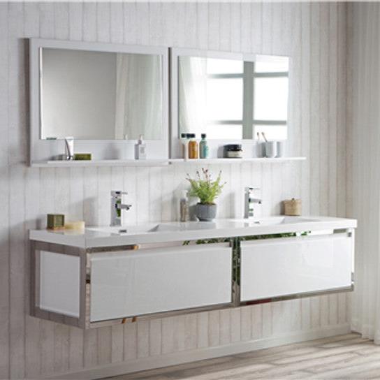 Lake 84" Wall Mounted Bathroom Vanity with Reinforced Acrylic Integrated Sink Top