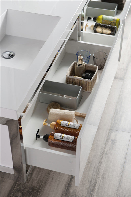 Lake 84" Wall Mounted Bathroom Vanity with Reinforced Acrylic Integrated Sink Top