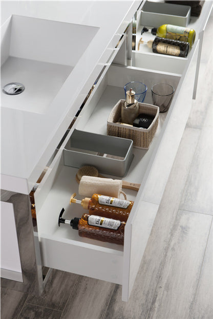 Lake 84" Wall Mounted Bathroom Vanity with Reinforced Acrylic Integrated Sink Top