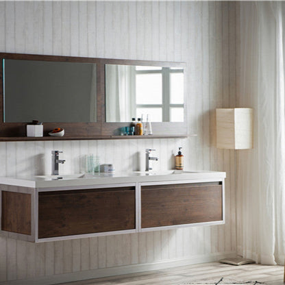 Lake 84" Wall Mounted Bathroom Vanity with Reinforced Acrylic Integrated Sink Top