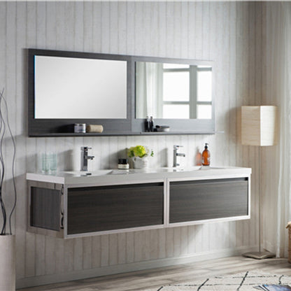 Lake 84" Wall Mounted Bathroom Vanity with Reinforced Acrylic Integrated Sink Top
