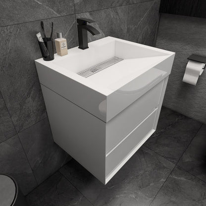 Max 24" Wall Mounted Bathroom Vanity with Reinforced Acrylic Integrated Sink Top