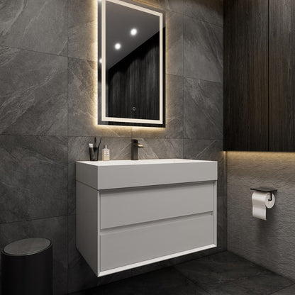 Max 36" Wall Mounted Bathroom Vanity with Reinforced Acrylic Integrated Sink Top