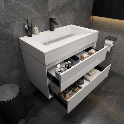 Max 36" Wall Mounted Bathroom Vanity with Reinforced Acrylic Integrated Sink Top