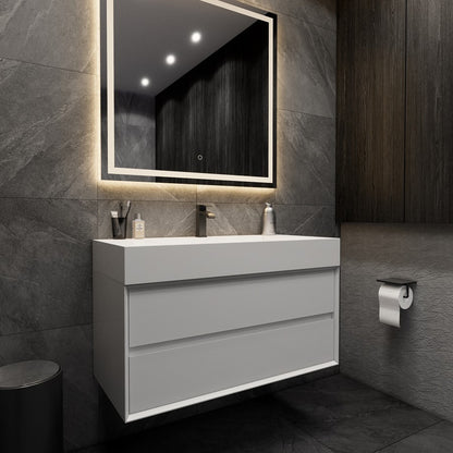 Max 42" Wall Mounted Bathroom Vanity with Reinforced Acrylic Integrated Sink Top