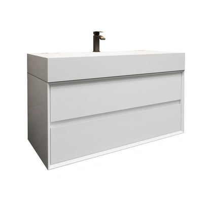 Max 42" Wall Mounted Bathroom Vanity with Reinforced Acrylic Integrated Sink Top
