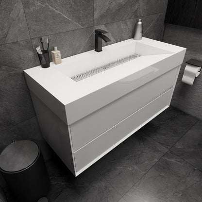 Max 48" Wall Mounted Bathroom Vanity with Reinforced Acrylic Integrated Sink Top