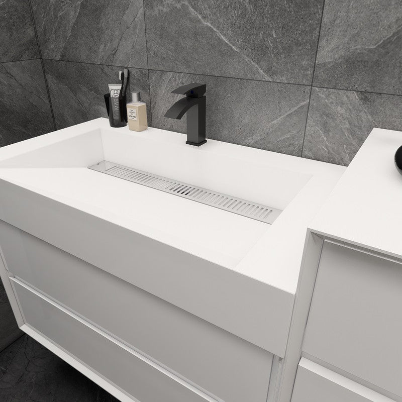Max 56" Wall Mounted Bathroom Vanity with Reinforced Acrylic Integrated Sink Top and Linen Cabinet