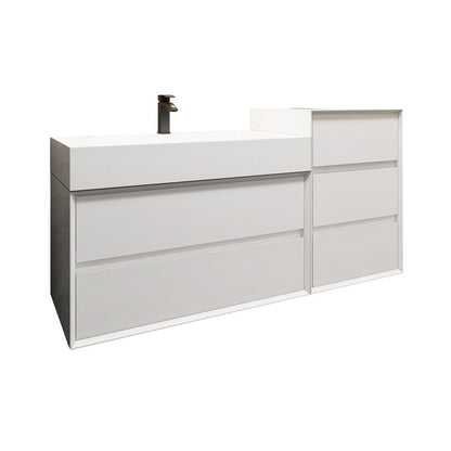Max 56" Wall Mounted Bathroom Vanity with Reinforced Acrylic Integrated Sink Top and Linen Cabinet