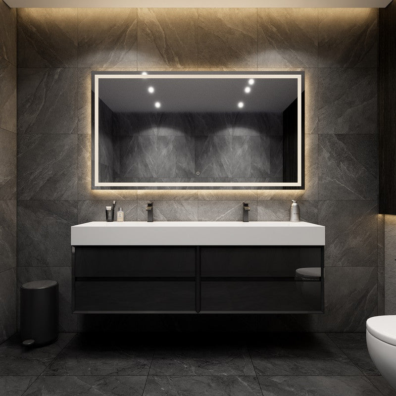 Max 72" Wall Mounted Bathroom Vanity with Reinforced Acrylic Integrated Sink Top