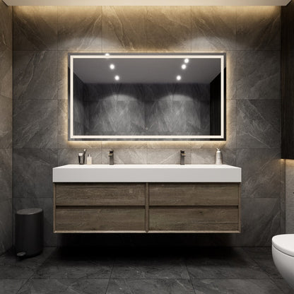 Max 72" Wall Mounted Bathroom Vanity with Reinforced Acrylic Integrated Sink Top