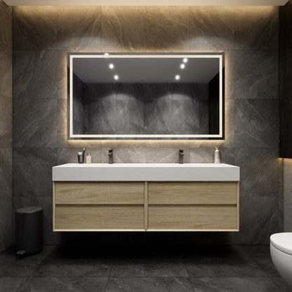 Max 72" Wall Mounted Bathroom Vanity with Reinforced Acrylic Integrated Sink Top
