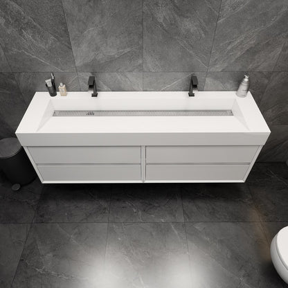 Max 72" Wall Mounted Bathroom Vanity with Reinforced Acrylic Integrated Sink Top