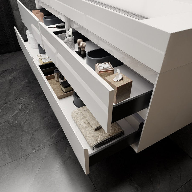 Max 72" Wall Mounted Bathroom Vanity with Reinforced Acrylic Integrated Sink Top