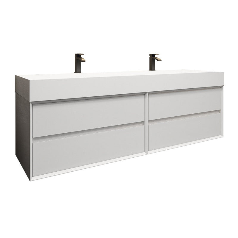 Max 72" Wall Mounted Bathroom Vanity with Reinforced Acrylic Integrated Sink Top